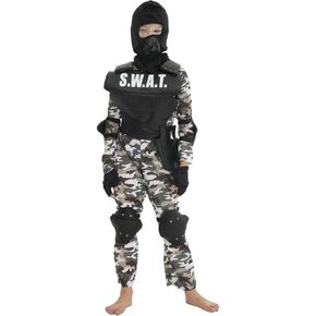 Kids S.M.A.R.T Costume Military Uniform SWAT Police Sets Soldier Cosplay Camouflage Army Halloween Fancy Dress
