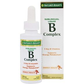 Nature's Bounty B Complex with B12 Sublingual Liquid Fast Acting Dietary Supplement, Unflavored, Gluten Free, 2 Fl Oz
