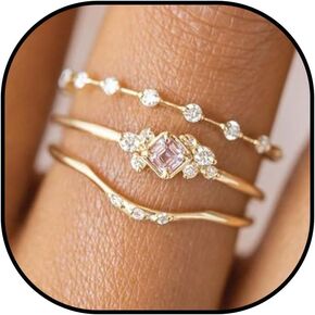 Gold Rings That Don't Tarnish Stackable Gold Rings for Women Non Tarnish Trendy Cubic Zirconia Thumb Ring Set Love Friendship Dual Band Rings Promise Wedding Engagement Rings Size 6 7 8 9 10