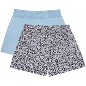 Jane and Bleecker 2 Pack Lightweight Lounge Sleep Shorts (Light Blue/Blue Floral, Small)
