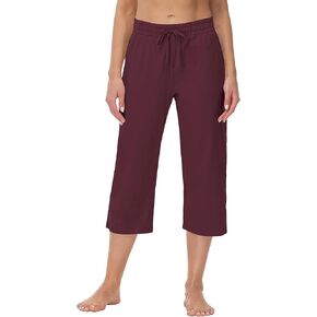 Cakulo Womens Capri Pants Wide Leg Yoga Capris Summer High Waisted Casual Lounge Cropped Pants with Pockets