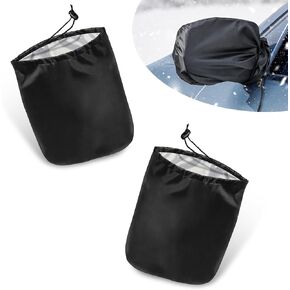 Side Mirror Cover, Waterproof Anti-Freezing Rearview Mirror Ice and Snow Isolation Protector, Drawstring Mounting Windproof Accessories, Universal for Most Cars (Black #10.6" x 12.9 ")