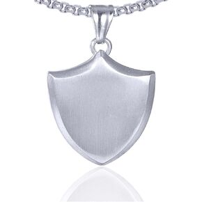 Xusamss Punk Rock Stainless Steel Shield Pendant Necklace,24inches Link Chain