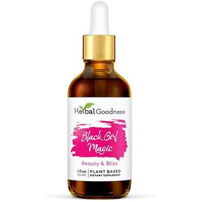 Herbal Goodness Black Girl Magic - Skin Supplements for Women, Radiant Skin Beauty Support, Essential Skin Food, Ashwagandha Supplements - 1 Bottle (2 fl oz)