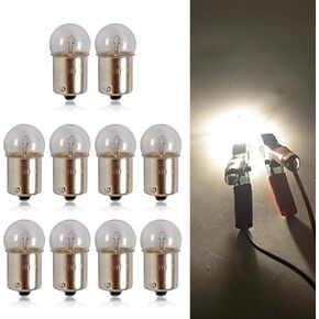 10 PCS Car G1810 Halogen Turn Signal Light, BA15S 12V 5W Wedge Base Super Bright Energy Saving Bulb, Waterproof Shockproof Plug and Play Indicator Light Replacement, Universal for Car (White)