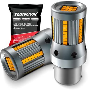 TUINCYN 1156 LED Bulb Amber Anti Hyper Flash CANBUS Free Turn Signal Lights Super Bright No Error 1156A 1156NA S25 BA15S 1141 1003 7506 P21W Blinkers Bulb with Built-in Load Resistor (Pack of 2)