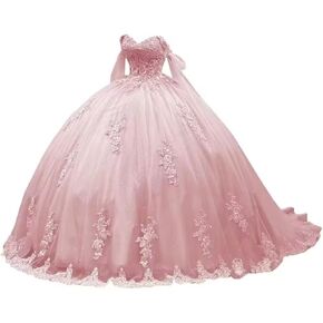Ftupza Off Shoulder Quinceanera Dresses Puffy Tulle Ball Gowns for Vestido de 15 años Lace Appliques Prom Dress Ftu01