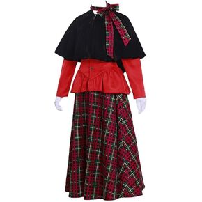 Charles Dickens Caroler Costume Red Victorian Yuletide Lady Christmas Caroler Costume Dress for Women