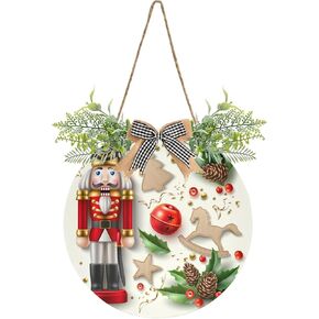Exnundod Winter Snowman Wreath Door Sign Snowflake Wreath Round Door Sign 12in Porch Outdoor Decorations Housewarming Gifts