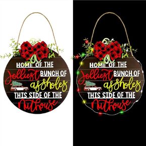 National Lampoon's Christmas Vacation Holiday Decor Wooden Wreath ，Christmas Wooden Hanging Sign Door Decoration Wreath，Christmas Wreath for Home Indoor Outdoor Decoration