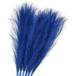 Pampas Grass - 3 Pack Artificial Vase Filler Fits for Wedding Party Decorate - Fabric Artificial Grass - (17.7", Dark Blue)