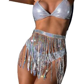 Ralcosuss Sexy Glitter Sequins Women’s Two Pieces Swimwear Halter Neck Self Tie Triangle Bikini Set