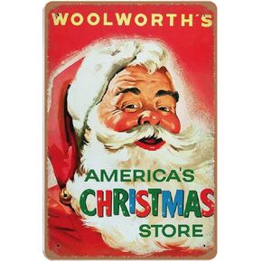 Dreass 1950s Vintage Christmas Shopping tin Sign, Santa Claus tin Sign, Wall Art Der,Retro Style, Farmhouse, Home, bar,, Tin Sign22, 8x12