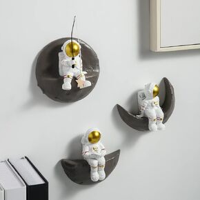 AWNR 3 Pcs Astronauts Wall Sculpture Decor for Modern Home Decor Background 3D Wall Decorations for Living Room Sofa Bedroom Wall Decor Outer Space Theme Wall Decor for Kids Room