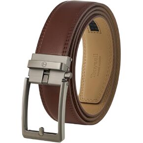 Men's Leather Ratchet Belt, 1 3/8" Adjustable Dress Belt, Trim to Fit