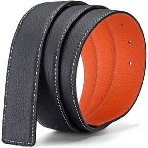 Men's Reversible Leather Belt Without Buckle Replacement Belt Strap 1.5"/38mm Wide