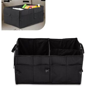 1 PC Car Trunk Storage Bag, 560mm x 390mm x 265mm 600D Waterproof Oxford Cloth Foldable Wear-Resistant Luggage Box, Multifunctional Large Capacity Accessories, for Most Car Models (Black)