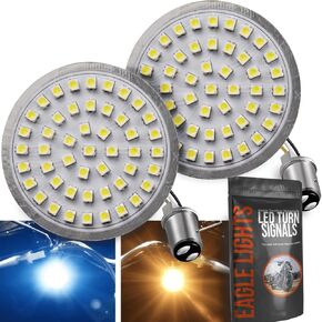 Eagle Lights Generation II Front LED Turn Signals with White Running Lights Compatible with Harley Davidson Motorcycles - 1157 Base