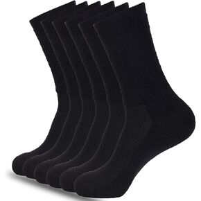1SOCK2SOCK 6 Pack Athletic Performance Crew Socks For Men and Women - Soft Cotton Blend with Moisture Wicking, Arch Support