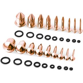 Oyaface 18PCS 14G-00G Stainless Steel Stretching Kit Plugs Expander Single Flat Top Body Piercing Jewelry Set