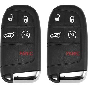 X AUTOHAUX Car Replacement Keyless Entry Remote Car Key Fob M3N-40821302 433MHz 4A Chip for Jeep Compass 2017-2021 5 Buttons with Door Key 2pcs