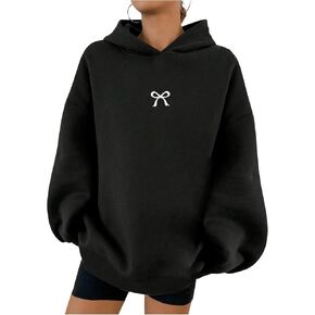 SOLY HUX Oversized Hoodies for Women Bow Print Hooded Sweatshirt Drop Shoulder Long Sleeve Loose Pullover Top in Saudi Arabia