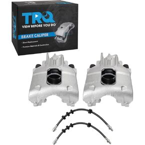 TRQ Front Brake Caliper Set Brake Hose Compatible with 2000-2004 Ford Focus