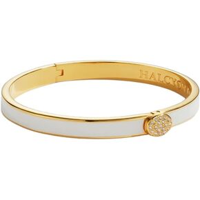 Halcyon Days - Skinny Pave Button Cream & Gold Bangle - HBPSB0506G