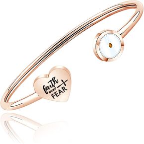 FAADBUK Mustard Seed Bracelet, Faith Over Fear, Religious Inspirational Gift for Women, Bangle, Stainless Steel