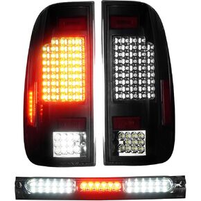 أضواء خلفية LED وضوء الفرامل الثالث مناسب لسيارة Ford F150 1997-2003، مناسب لسيارة Ford F150 2004 Heritage، عدسات دخان مبيت من الكروم