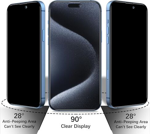 Pokolan [3-Pack Privacy Screen Protector for iPhone 15 Plus, 9H Hardness, Anti Spy Tempered Glass film, Anti-Scratch, Bubble Free, Case Friendly in Kuwait