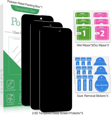 Pokolan [3-Pack Privacy Screen Protector for iPhone 15 Plus, 9H Hardness, Anti Spy Tempered Glass film, Anti-Scratch, Bubble Free, Case Friendly in Kuwait