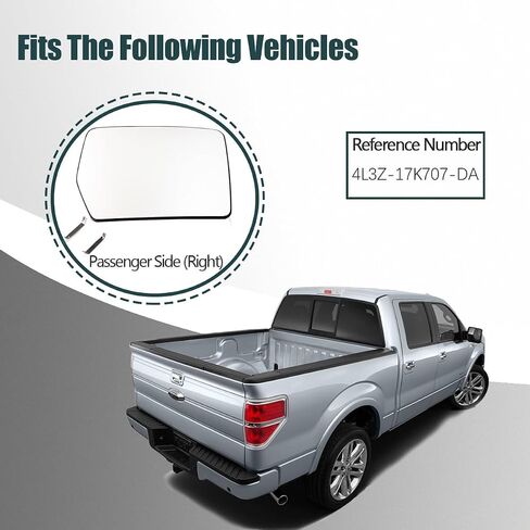 Passenger Side Mirror Glass Compatible for Ford F150 2004-2014 Right Side Heated Mirror Replacement Glass 4L3Z-17K707-DA in Saudi Arabia