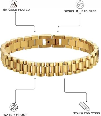 JEWELVERSE 18K Gold-Plated Watch Band Bracelet For Women | Watch Strap Bracelet | Chunky Bracelet | Link Chain Bracelet | Gold Bracelet in Saudi Arabia