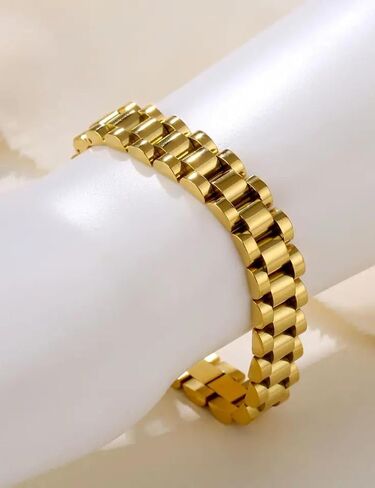 JEWELVERSE 18K Gold-Plated Watch Band Bracelet For Women | Watch Strap Bracelet | Chunky Bracelet | Link Chain Bracelet | Gold Bracelet in Saudi Arabia