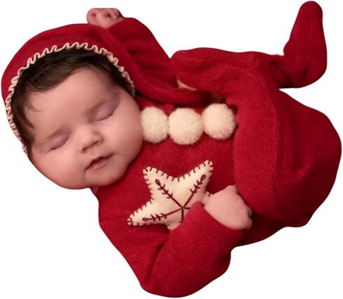 Xmas Newborn Baby Photo Props Boy Outfits Crochet Santa Claus Red Hat Pants | Newborn Picture Outfit,for Baby Girl Photography,Newborn Boy Photoshoot Outfits,Newborn Photography Prop,Xmas Photo Outfit in Saudi Arabia
