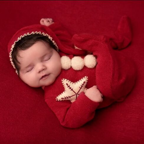 Xmas Newborn Baby Photo Props Boy Outfits Crochet Santa Claus Red Hat Pants | Newborn Picture Outfit,for Baby Girl Photography,Newborn Boy Photoshoot Outfits,Newborn Photography Prop,Xmas Photo Outfit in Saudi Arabia