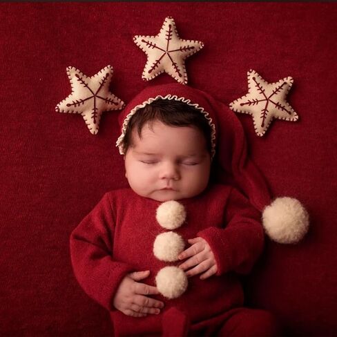 Xmas Newborn Baby Photo Props Boy Outfits Crochet Santa Claus Red Hat Pants | Newborn Picture Outfit,for Baby Girl Photography,Newborn Boy Photoshoot Outfits,Newborn Photography Prop,Xmas Photo Outfit in Saudi Arabia