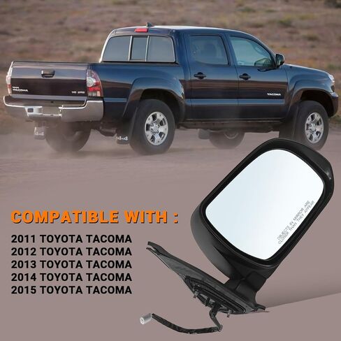 Left Driver Side Mirror Assembly Fits 2005-2015 Toyota Tacoma with Power Glass Manual Folding Match to Black Replace TO1320282(3Pins) in Saudi Arabia