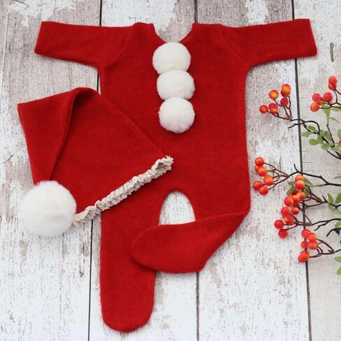 Xmas Newborn Baby Photo Props Boy Outfits Crochet Santa Claus Red Hat Pants | Newborn Picture Outfit,for Baby Girl Photography,Newborn Boy Photoshoot Outfits,Newborn Photography Prop,Xmas Photo Outfit in Saudi Arabia