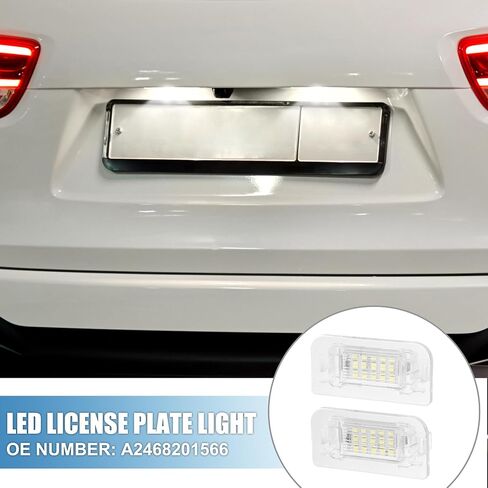 Car LED License Plate Light Assembly No.A2468201566 for Mercedes-Benz B250e 2015-2017 Plastic White (Set of 2) in Saudi Arabia