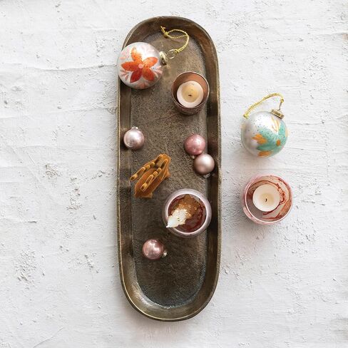 Creative Co-Op Aluminum Tray, Antique Brass Finish in Saudi Arabia