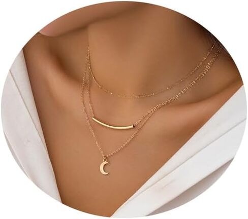Sexy Metal Double Layer Chain Necklace Vintage Bikini Body Chain Jewelry Link Chain Choker Necklace Summer Statement Collar Clavicle Chain Jewelry for Women in Kuwait