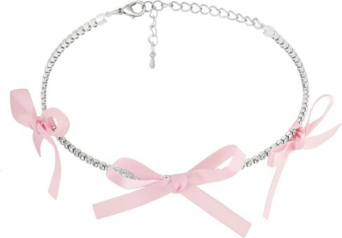 Bow Coquette Tennis Choker Necklace Jewelry for Women, Simple Bow Necklaces Aesthetic, Romantic Gifts for Women Trendy Stuff for Teen Girls In Their Her 20s in Saudi Arabia