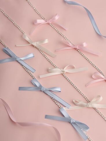 Bow Coquette Tennis Choker Necklace Jewelry for Women, Simple Bow Necklaces Aesthetic, Romantic Gifts for Women Trendy Stuff for Teen Girls In Their Her 20s in Saudi Arabia