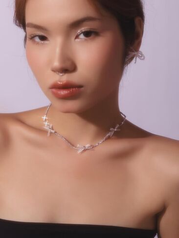 القوس كوكيت التنس قلادة قلادة المجوهرات للنساء، القلائد القوس بسيطة الجمالية، هدايا رومانسية للنساء الاشياء العصرية للفتيات في سن المراهقة في العشرينات من عمرها in Kuwait