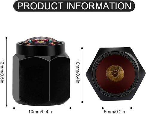 Adorable Velociraptor Sunset Tire Valve Stem Caps, Aluminum Black Stem Tire Valve Caps Universal Stem Covers for Cars, SUVs, Trucks, Bikes, Motorcycles, Bicycles (4 Pack) in Kuwait