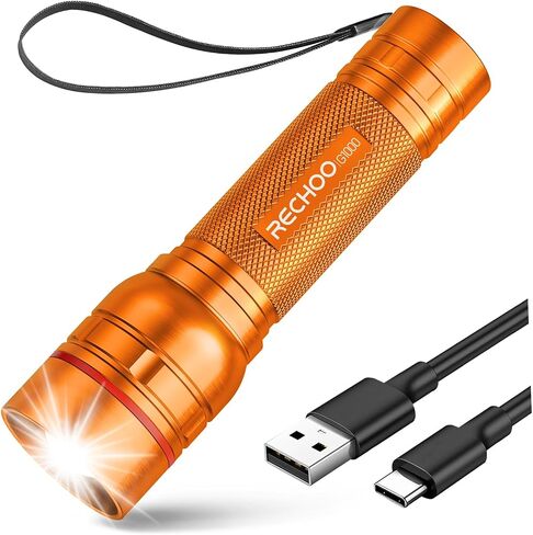 RECHOO Rechargeable Flashlights High Lumens, G1000 Super Bright Flashlight, Small Zoomable LED Flashlight with 3 Lighting Modes, Portable Tactical Flashlight, Gift for Christmas(Battery Included)-Red in Saudi Arabia