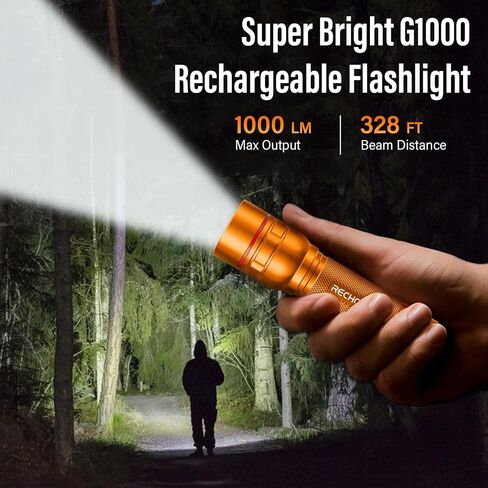 RECHOO Rechargeable Flashlights High Lumens, G1000 Super Bright Flashlight, Small Zoomable LED Flashlight with 3 Lighting Modes, Portable Tactical Flashlight, Gift for Christmas(Battery Included)-Red in Saudi Arabia