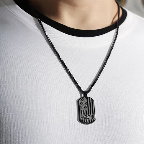 Best Dad Son Brother Grandson Grandpa Boyfriend Husband Ever Necklace, Stainless Steel Flag Dog Tags Jewelry, Birthday Valentine Christmas Father’s Day Gifts in Kuwait
